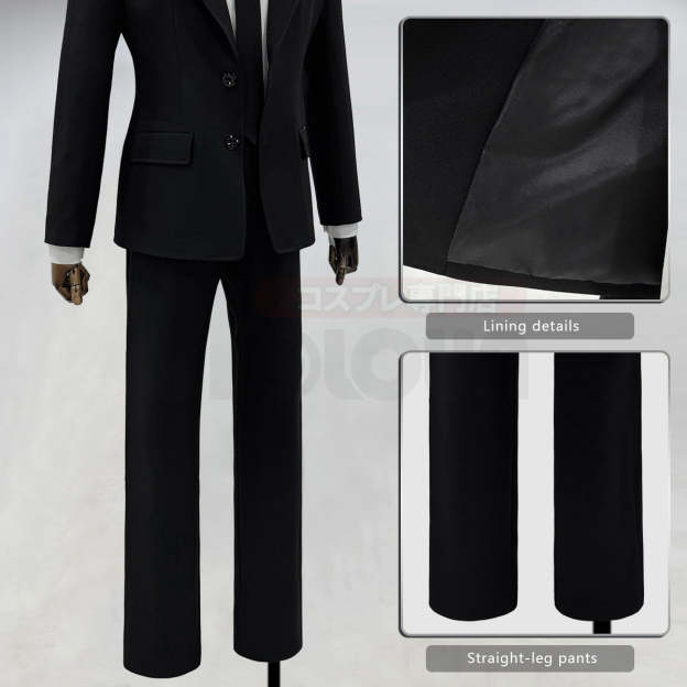 HOLOUN Chainsaw Anime Denji Hayakawa Aki Cosplay Costume Wig Halloween Christmas Convention Black Suit Shirt Pant Tie Daily