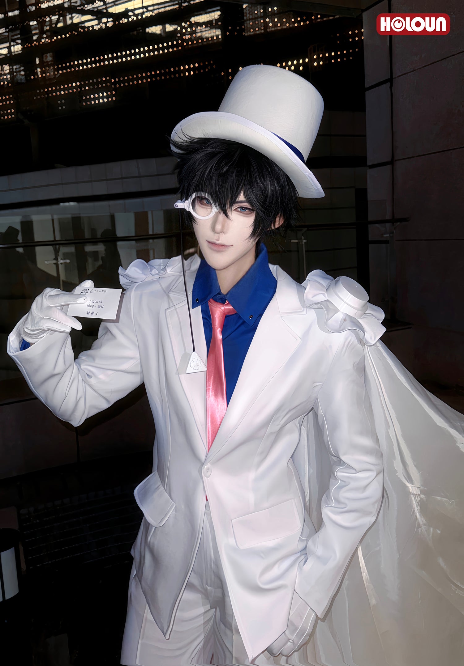 HOLOUN Anime Kuroba Kaito Cosplay Costume White Cloak Suit Pants Dark Blue Shirt Red Tie Halloween Christmas