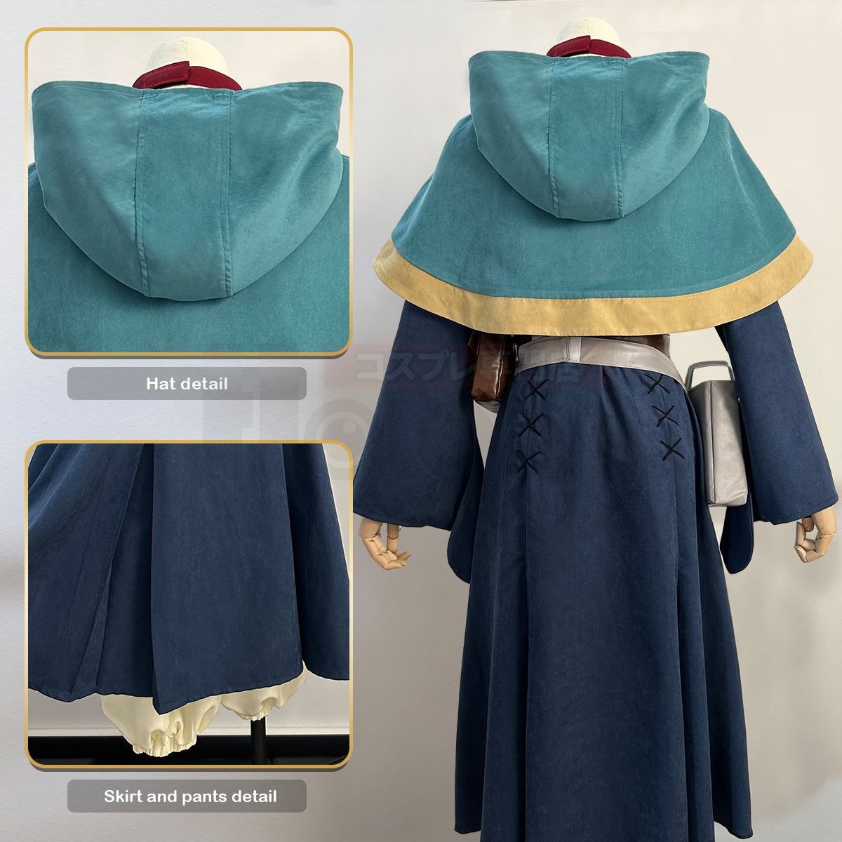 HOLOUN Delicious in Anime Marcille Cosplay Costume Wig Shawl Cloak Dress Pants Rose Net