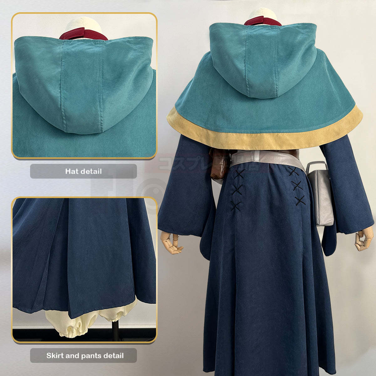 HOLOUN Delicious in Anime Marcille Cosplay Costume Wig Shawl Cloak Dress Pants Rose Net