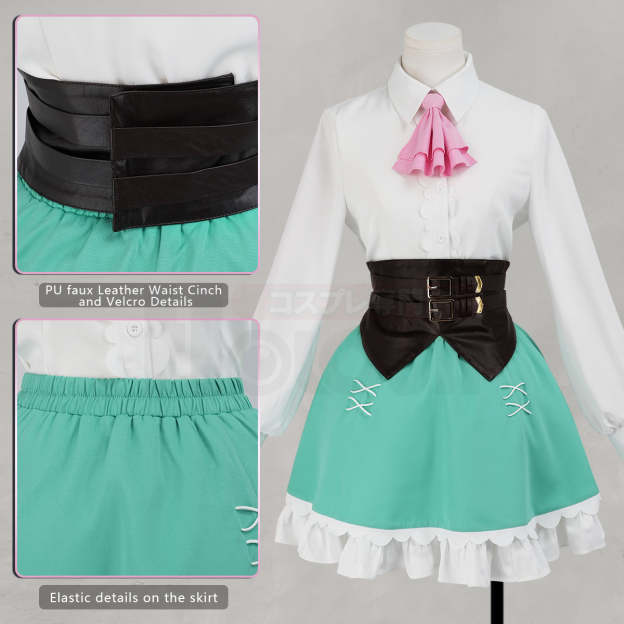 HOLOUN Re:Zero Anime Ram Rem Cosplay Costume Wig Green Pink Cloak Skirt Headwear Convention Halloween Comic Party Outfit