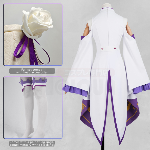 Pre-sale HOLOUN Emilia Cosplay Costume Wig Zero Anime Embroidery Clothes Skirt Convention Halloween Christmas Party