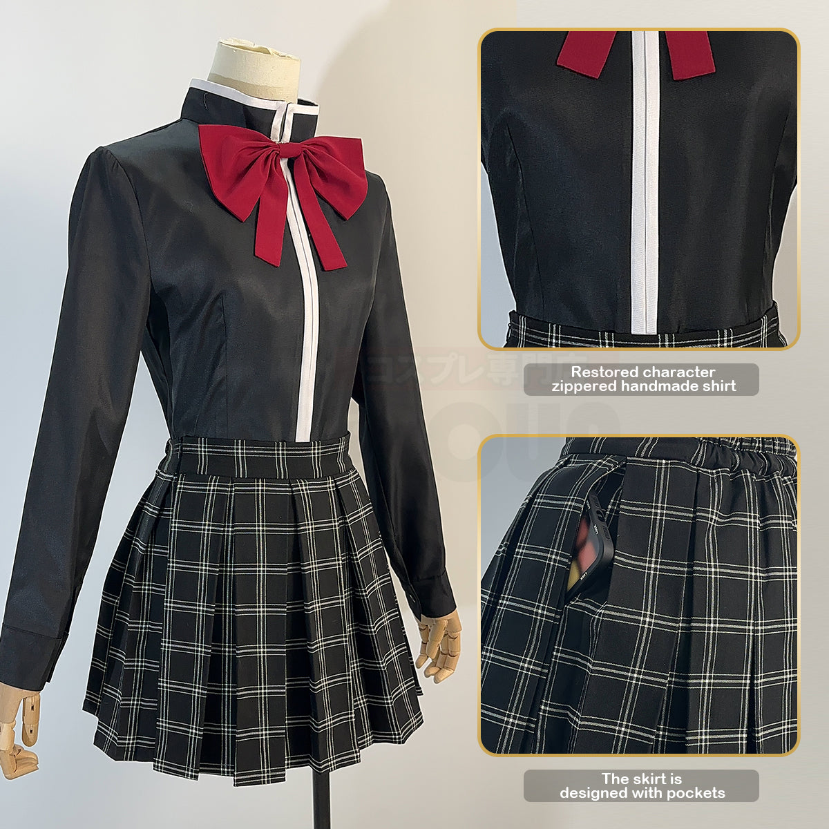 HOLOUN Puella Magi Madoka Magica Anime Kaname Madoka Cosplay Costume White Black Shirt Jk Skirt Akemi Homura Tomoe Mami Miki Sayaka Sakura Kyoko