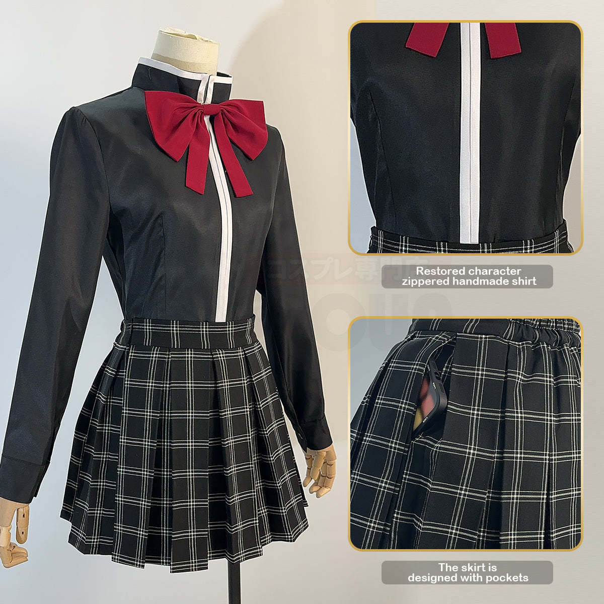 HOLOUN Puella Magi Madoka Magica Anime Kaname Madoka Cosplay Costume White Black Shirt Jk Skirt Akemi Homura Tomoe Mami Miki Sayaka Sakura Kyoko