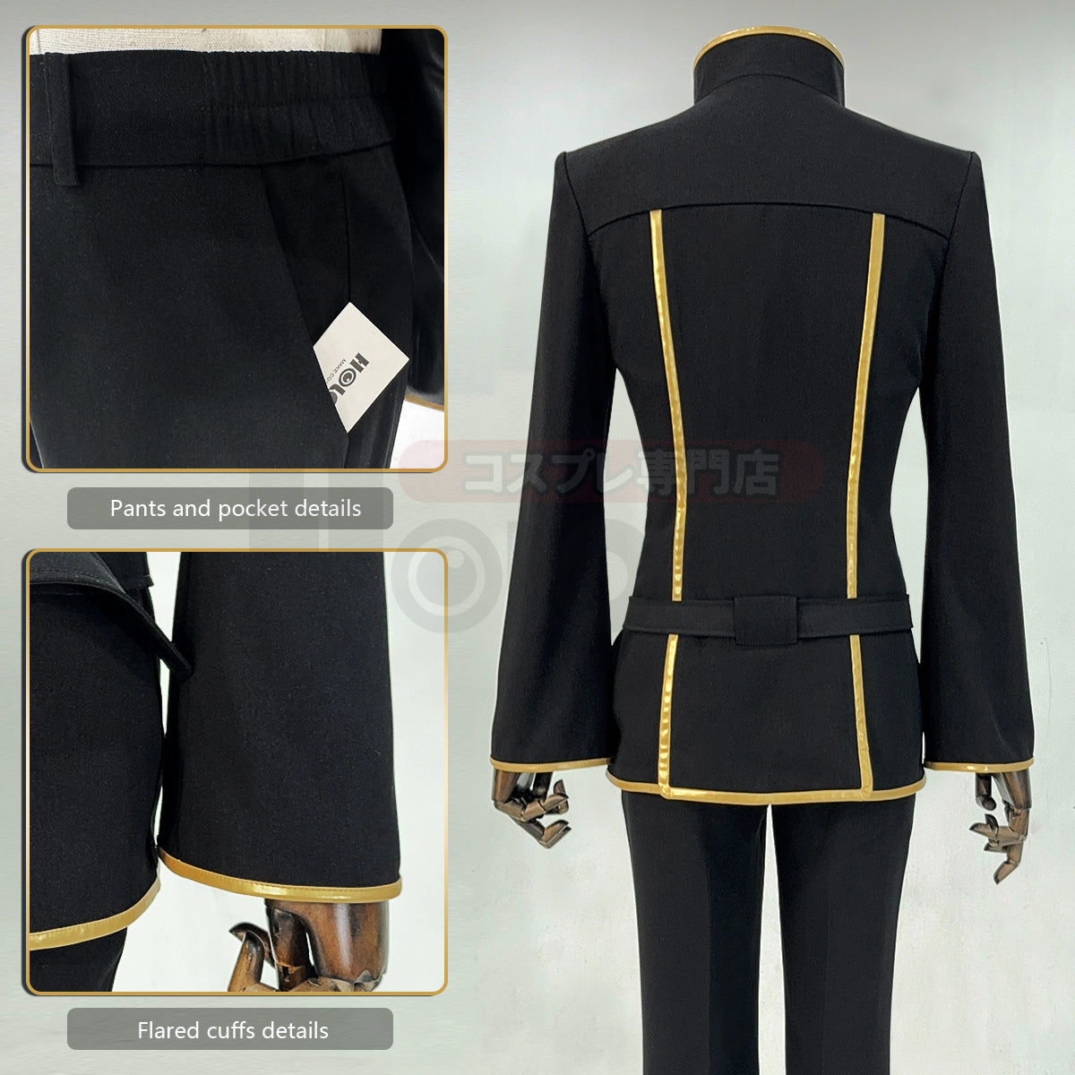HOLOUN Anime Lelouch Lamperouge Cosplay Costume Black Jacket Pants Belt Halloween Christmas