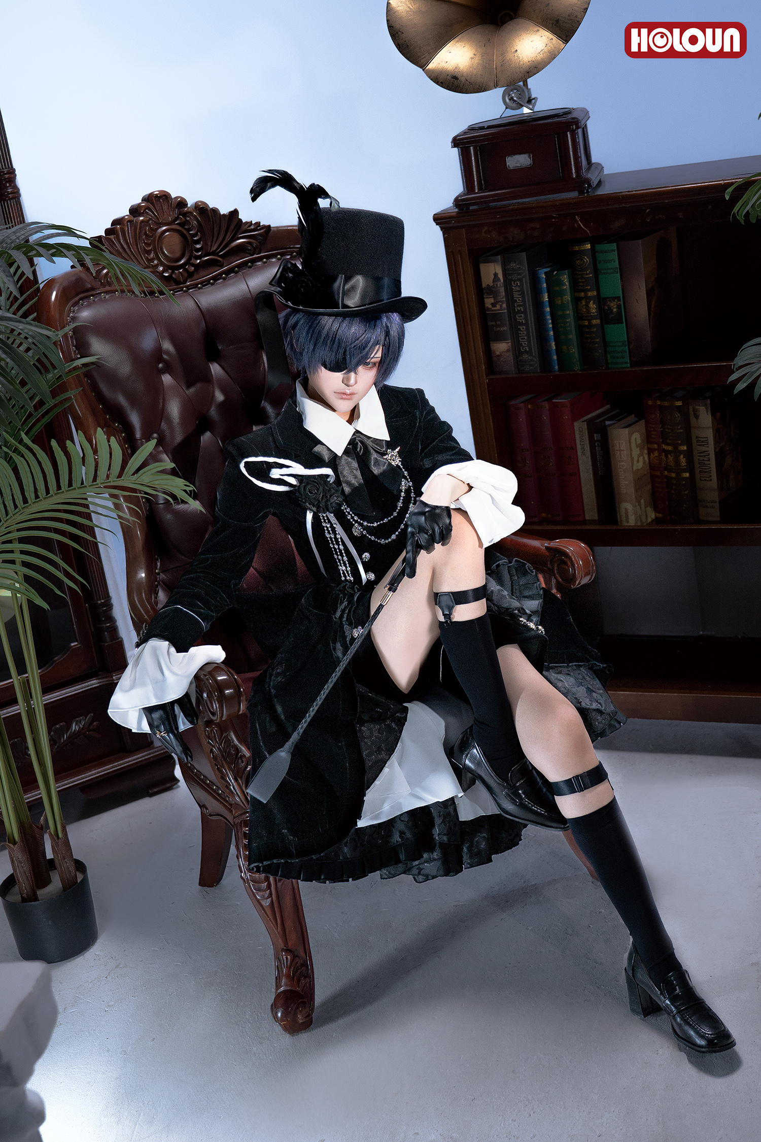 HOLOUN Anime Bocchan Ciel Phantomhive Cosplay Costume Gothic Ouji Double-breasted Tailcoat Jacket Convention Halloween Christmas