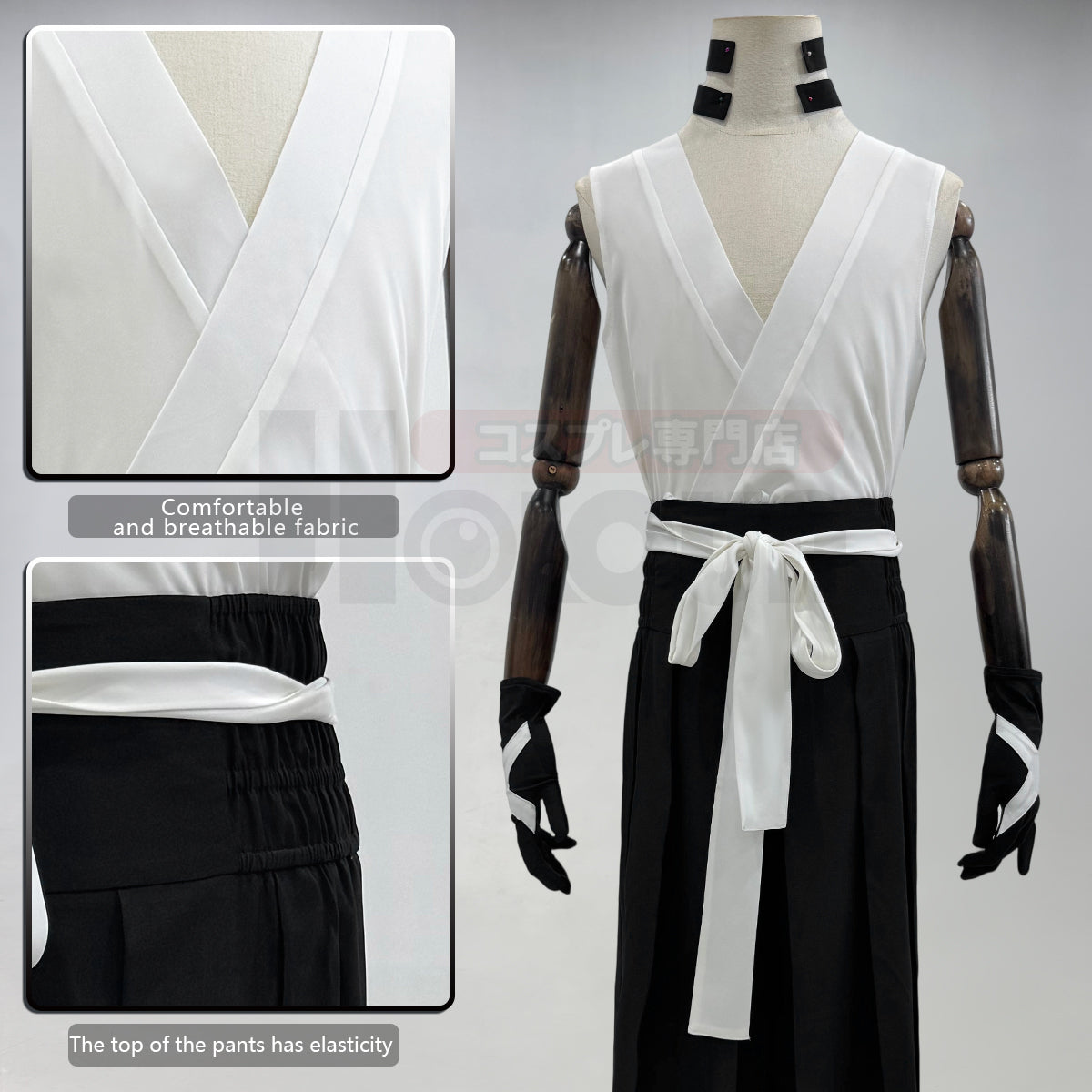 Pre-sale HOLOUN Blea Anime Kurosaki Ichigo Cosplay Costume Haori Vest Pants Black White Cos Convention Unisex Halloween Christmas