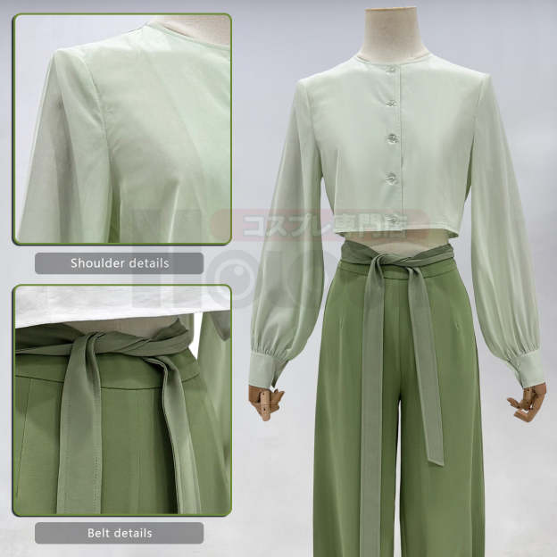 HOLOUN Xiao Hei Anime Luye Cosplay Costume White Green KungFu Top Pants Belt Animation Convention Halloween Christmas