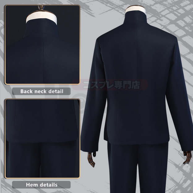 HOLOUN Jujutsu JJK Manga Anime Satoru Gojo Cosplay Costume Wig Dark Blue Jacket Pants Uniform Rose Net Halloween