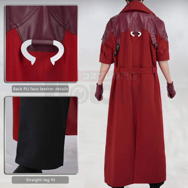 HOLOUN Devil Game Dante Cosplay Costume Faux Leather Carnival Coat T-shirt Pants Belt Gloves Necklace Cos Convention Unisex