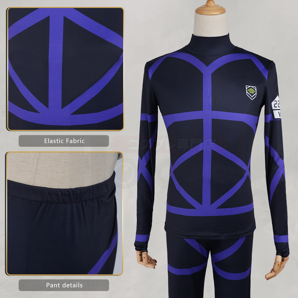 HOLOUN Blue Lock Anime Nagi Cosplay Costume Wig Jersey No.11 Black T-shirt Football Soccer Training Uniform Halloween Christmas