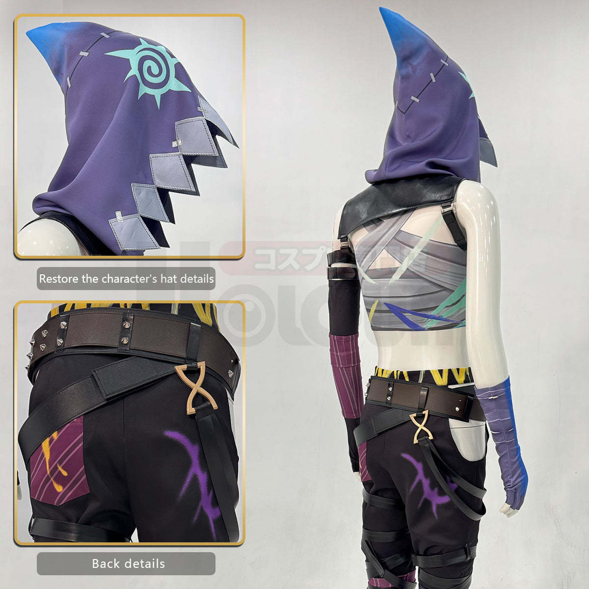 HOLOUN LOL Game Jinx Cosplay Costume Wig Scrawl Vest Pants Hat Qutfit Halloween Christmas Gift Cos Convention