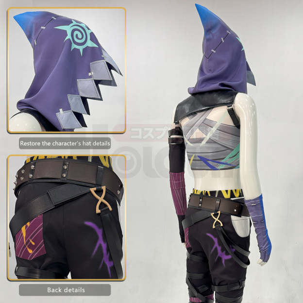 HOLOUN LOL Game Jinx Cosplay Costume Wig Scrawl Vest Pants Hat Qutfit Halloween Christmas Gift Cos Convention