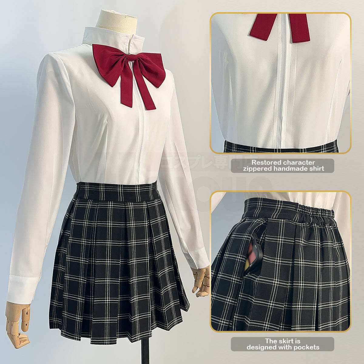 HOLOUN Puella Magi Madoka Magica Anime Kaname Madoka Cosplay Costume White Black Shirt Jk Skirt Akemi Homura Tomoe Mami Miki Sayaka Sakura Kyoko