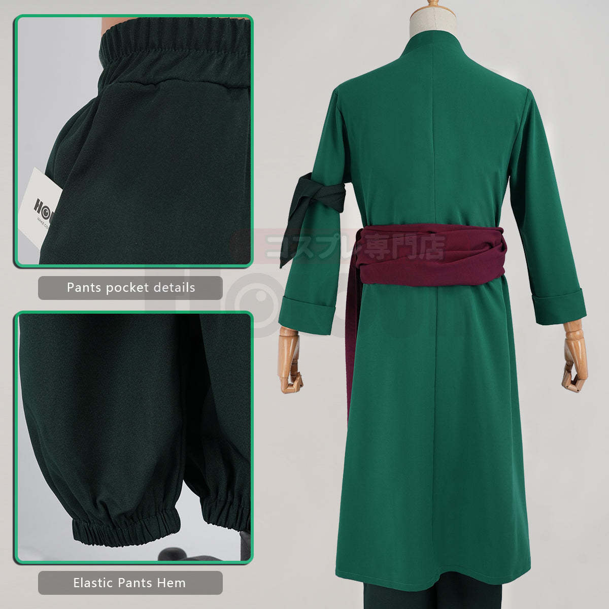 HOLOUN ONE Anime Roronoa Zoro Cosplay Costume Pants Haori Head Scarf Animation Convention 2025 Halloween Christmas Gift