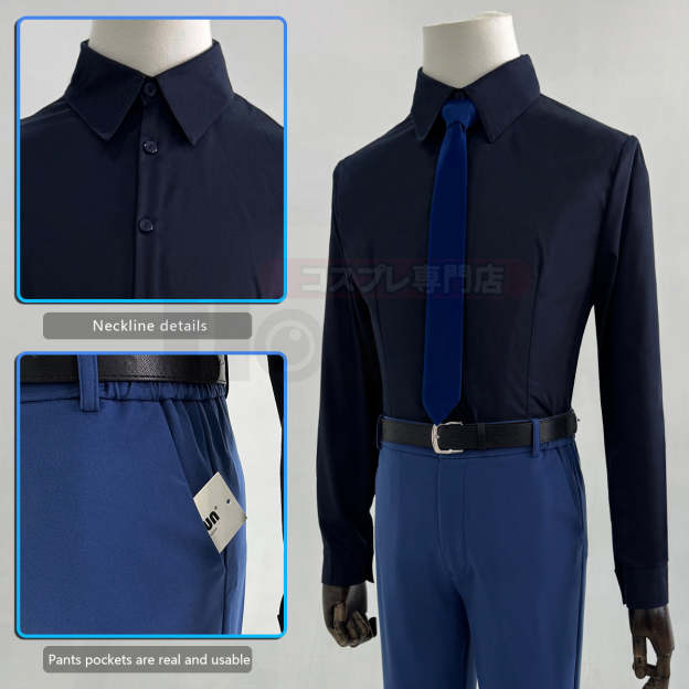 HOLOUN Anime Chigiri Rin Itoshi Isagi Bachira Hiori Reo Mikage Nagi Cosplay Costume Blue Suit Pants Tie Black Shirt