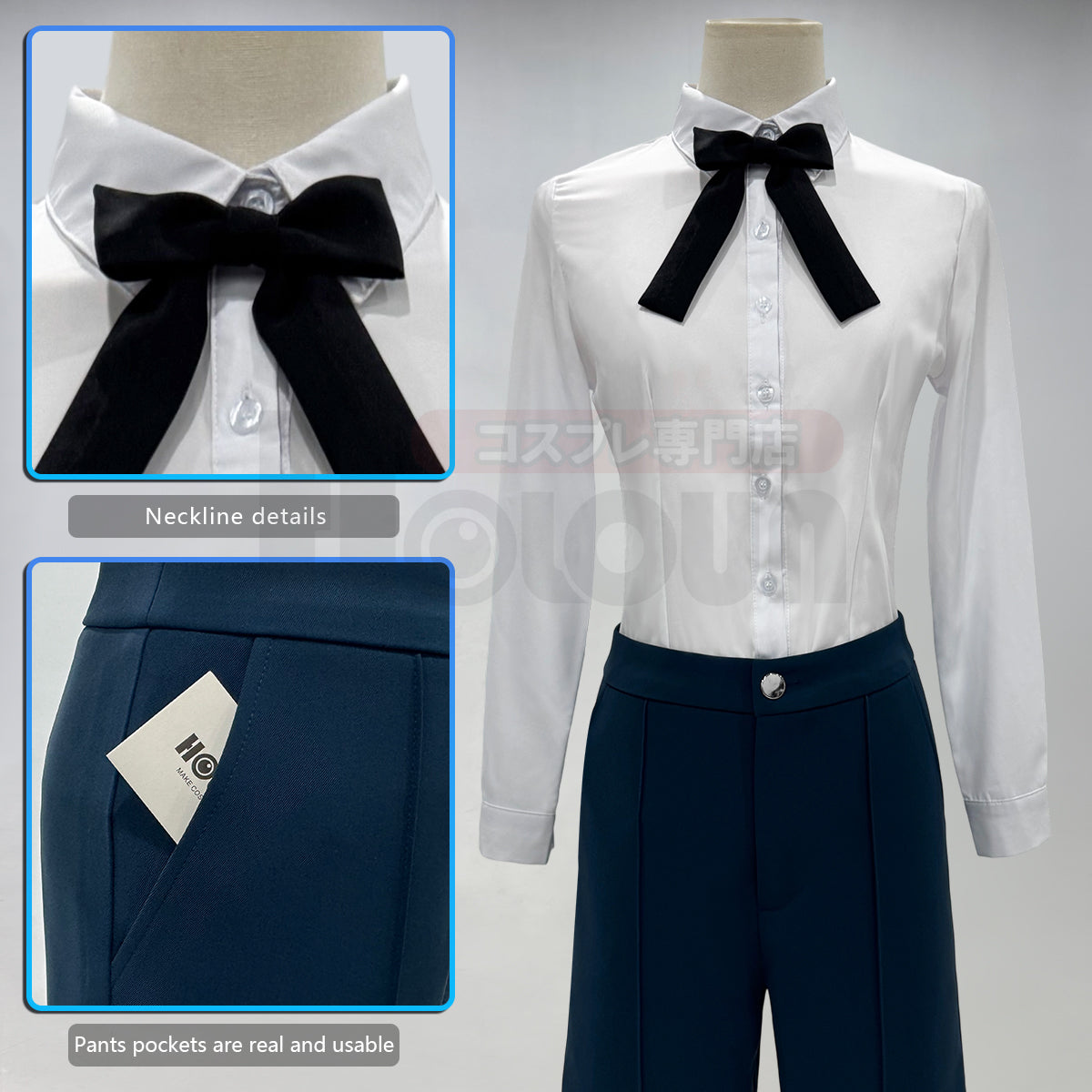HOLOUN Butler Anime Ciel Phantomhive Cosplay Costume Dark Blue Double-Breasted Coat Shirt Short Daily Wear Cos Convention