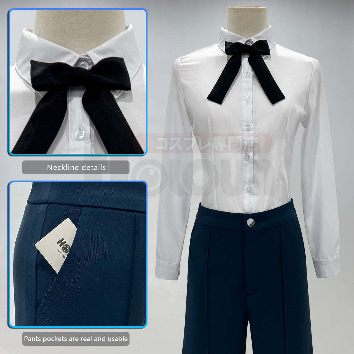 HOLOUN Butler Anime Ciel Phantomhive Cosplay Costume Dark Blue Double-Breasted Coat Shirt Short Daily Wear Cos Convention
