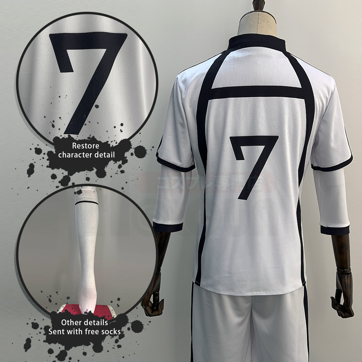 HOLOUN Anime NAGI NO.7 Cosplay Costume Jersey Wig Rose Net Football Soccer Uniform Daily Sport Wearing