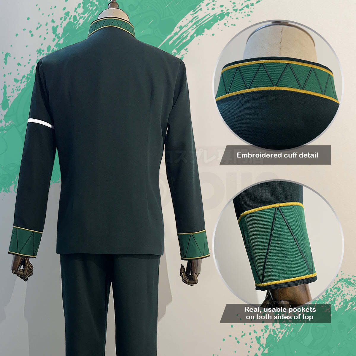 HOLOUN Wind Breaker Anime Haruka Sakura Cosplay Costume Wig School Uniform Jacket Pants White T-shirt