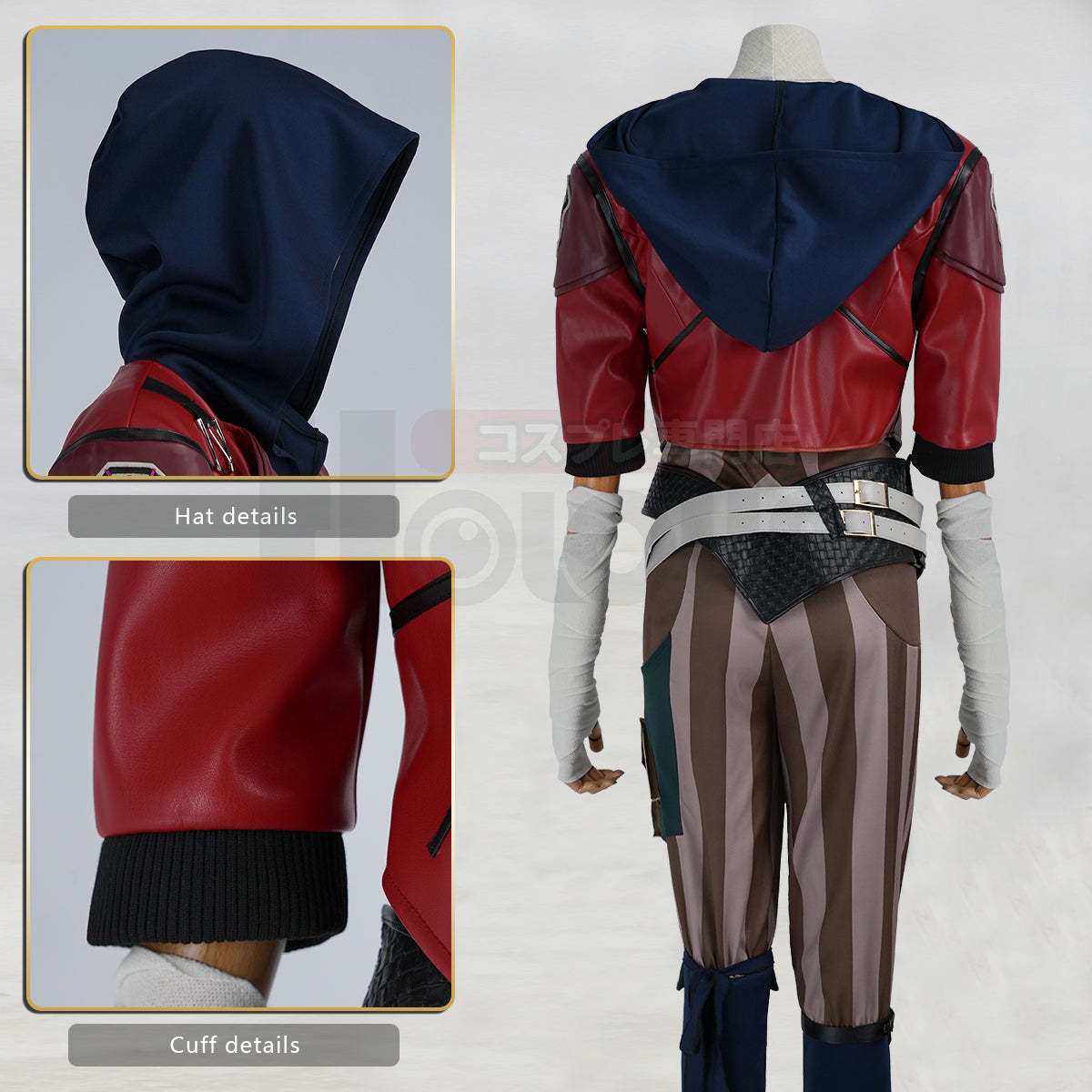 HOLOUN LOL Game Vi The Piltover Enforce Cosplay Costume Wig Faux Leather Jacket  Halloween Christmas Convention Pants Vest