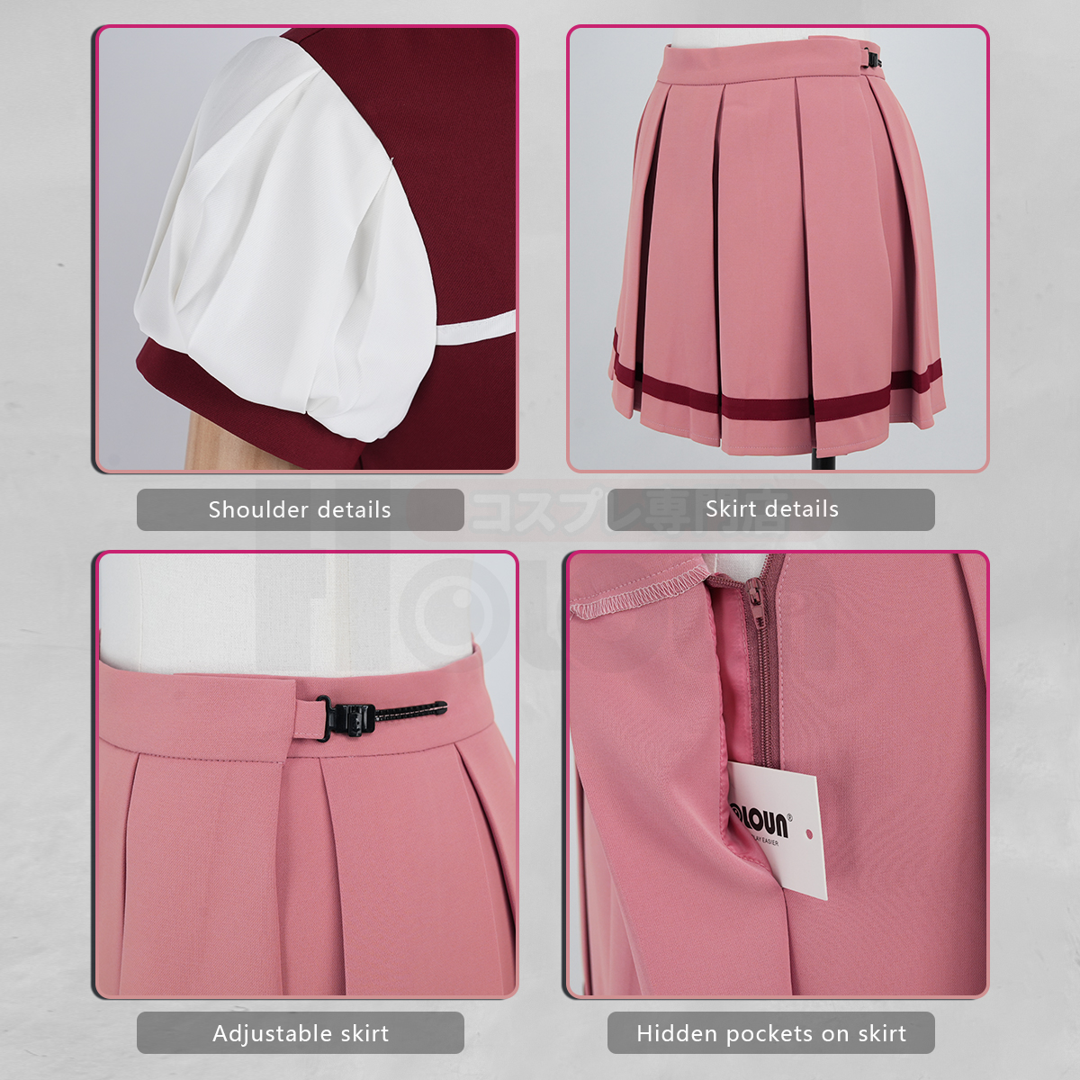 Pre-sale HOLOUN Kyoko Sakura Anime Puella Magi Madoka Magica Cosplay Costume Halloween Christmas Party Convention Top Skirt Wristband