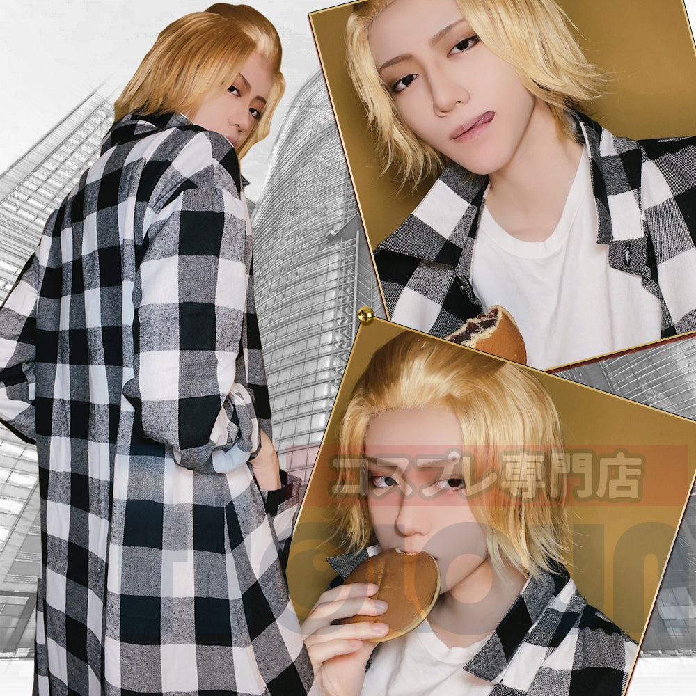 HOLOUN Tokyo Manji Gang Manjiro Sano Mikey Cosplay Anime Costume Long Sleeve Plaid Shirts New Blouses Jacket Coat Casual Wear