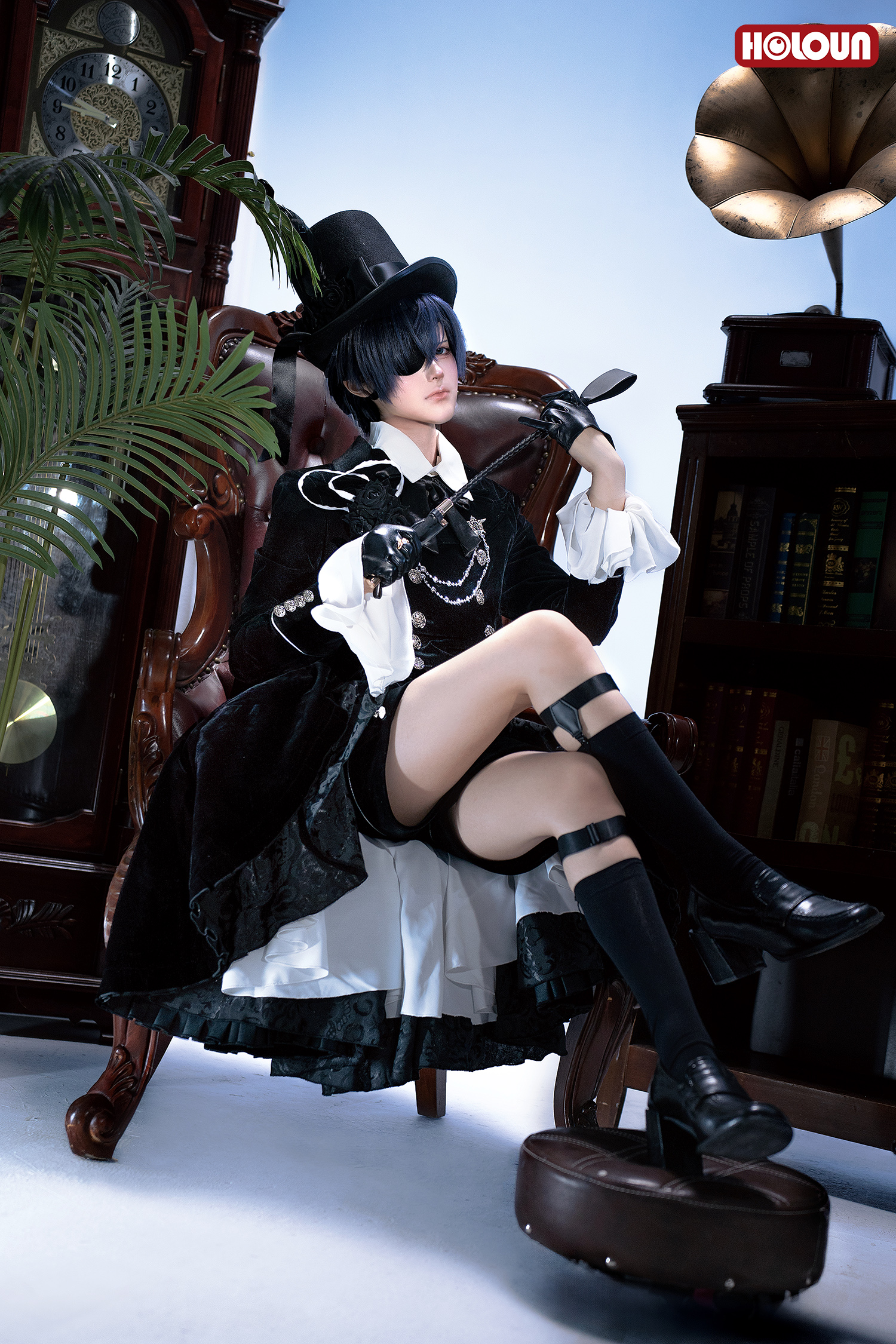 HOLOUN Anime Bocchan Ciel Phantomhive Cosplay Costume Gothic Ouji Double-breasted Tailcoat Jacket Convention Halloween Christmas