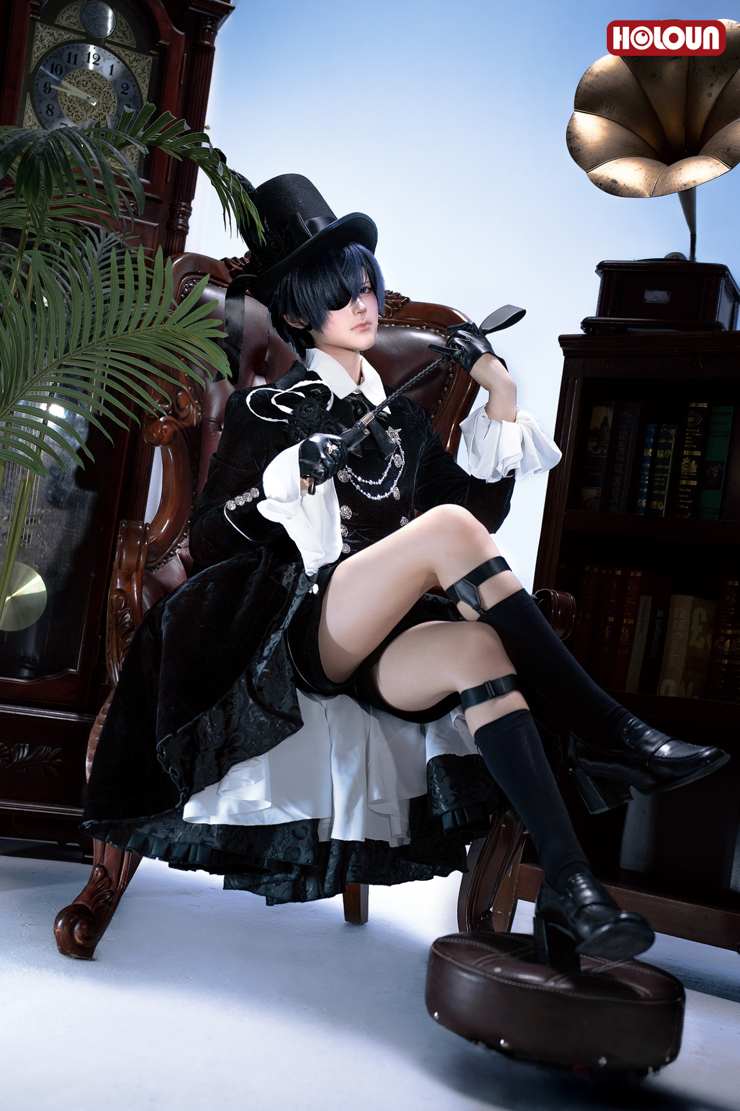 HOLOUN Anime Bocchan Ciel Phantomhive Cosplay Costume Gothic Ouji Double-breasted Tailcoat Jacket Convention Halloween Christmas