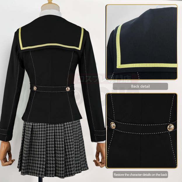 HOLOUN P4 Game Kujikawa Rise Cosplay Costume Embroidery School Badge Suit Plaid Pattern Skirt White Shirt Yellow Tie Daily Wear