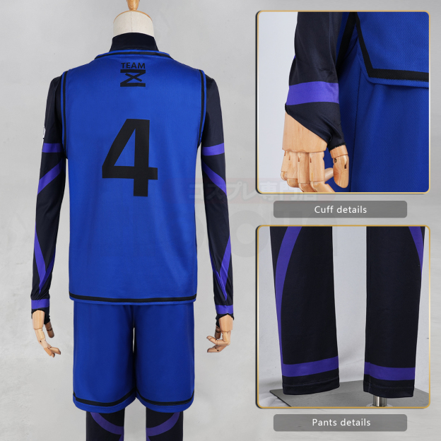 HOLOUN Blue Lock Anime Cosplay Costume No.4 Chigiri T-shirt Football Soccer Training Uniform Halloween Christmas Gift New