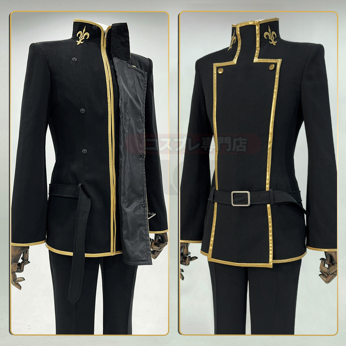 HOLOUN Anime Lelouch Lamperouge Cosplay Costume Black Jacket Pants Belt Halloween Christmas