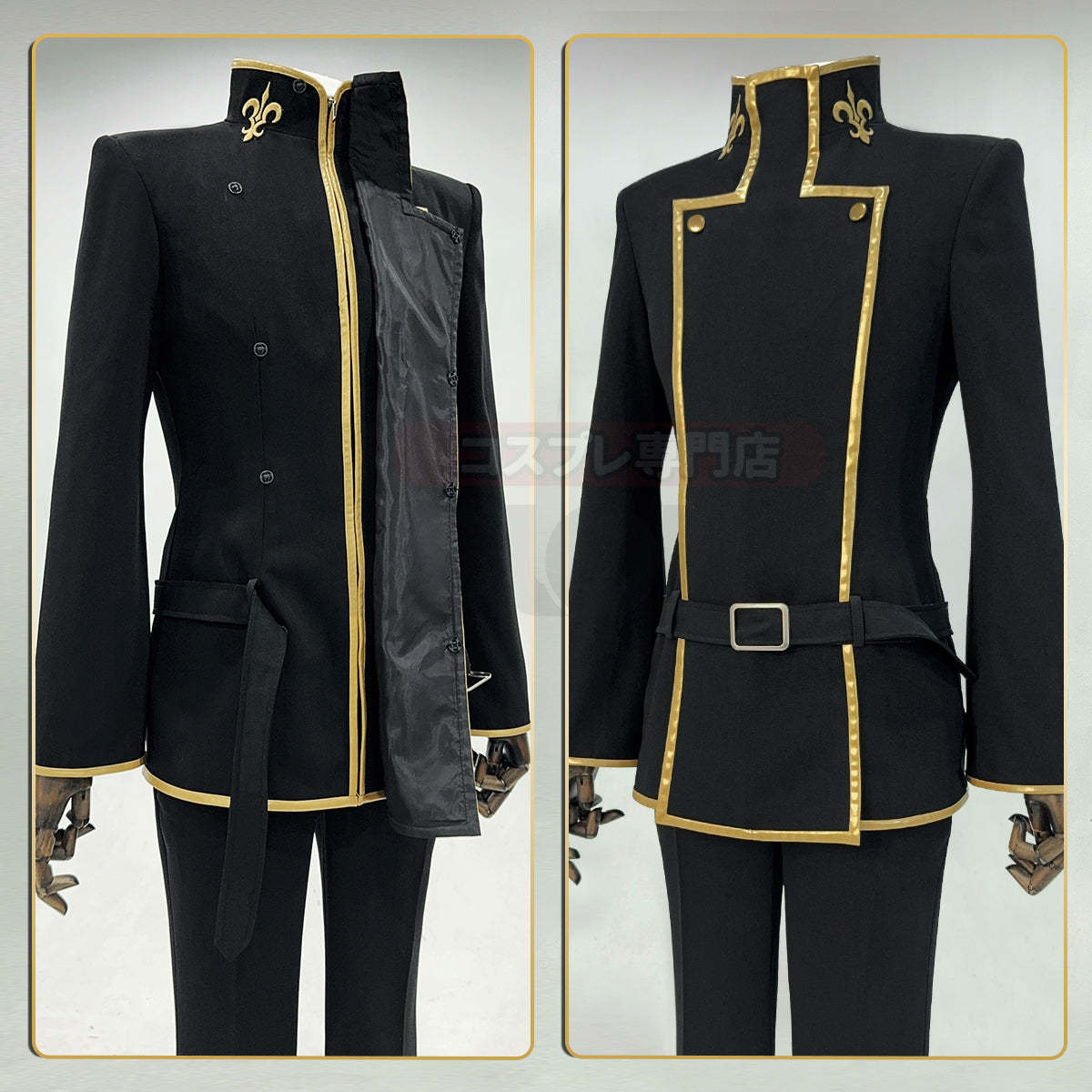 HOLOUN Anime Lelouch Lamperouge Cosplay Costume Black Jacket Pants Belt Halloween Christmas
