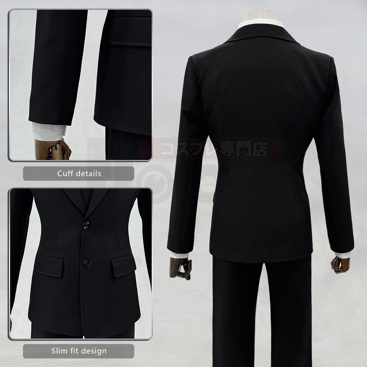 HOLOUN Chainsaw Anime Denji Hayakawa Aki Cosplay Costume Wig Halloween Christmas Convention Black Suit Shirt Pant Tie Daily