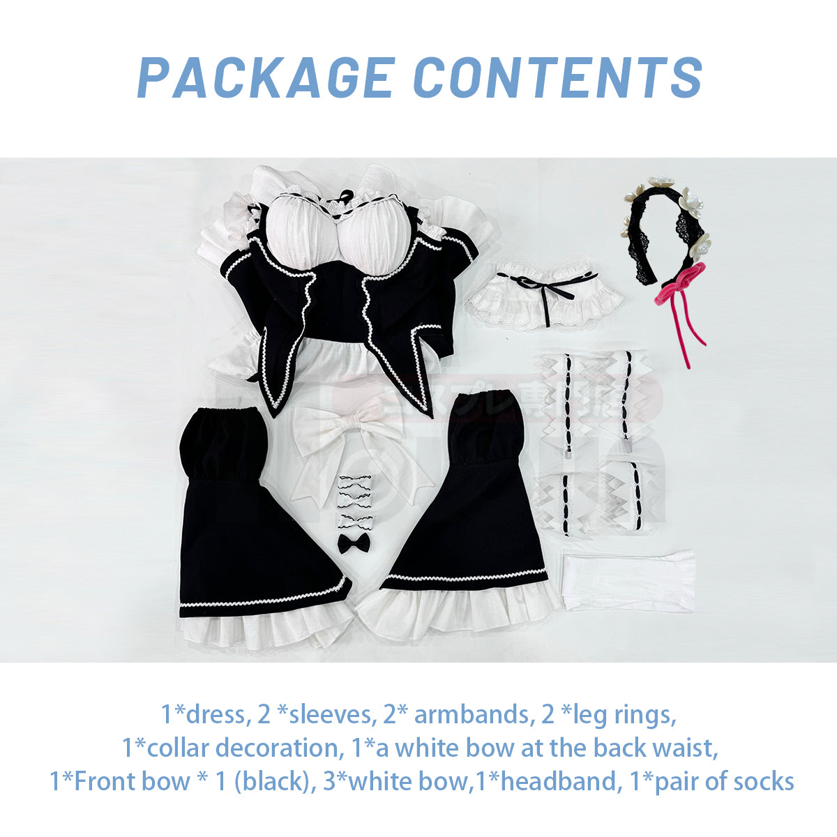 HOLOUN Anime Rem Cosplay Costume Wig Lolita Maid Dress Black White Halloween Christmas