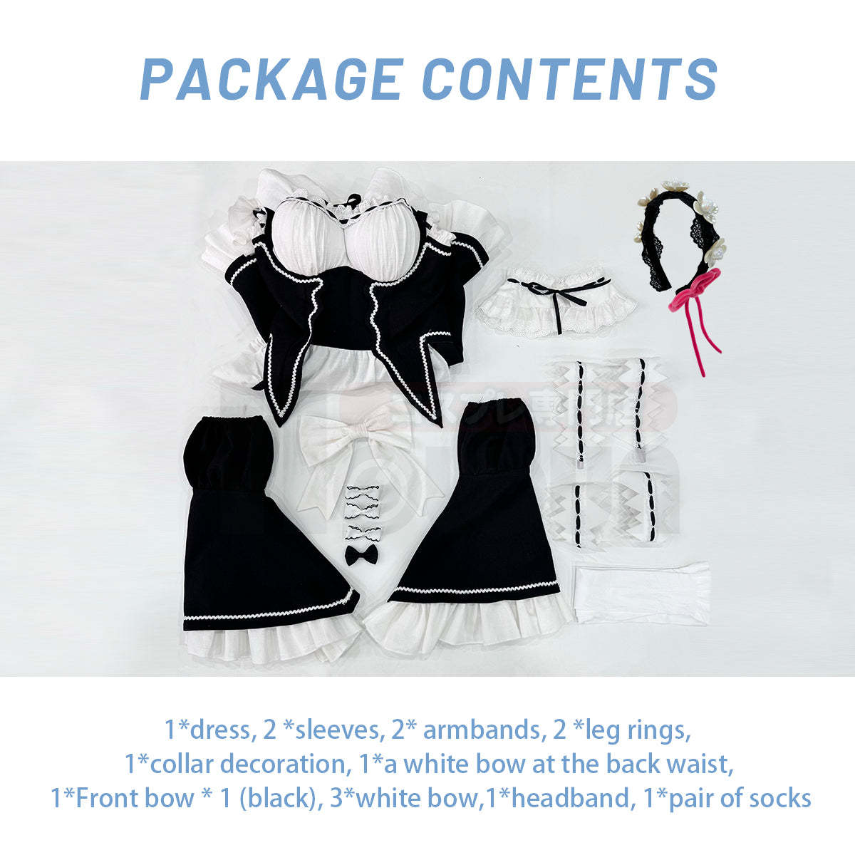 HOLOUN Anime Rem Cosplay Costume Wig Lolita Maid Dress Black White Halloween Christmas