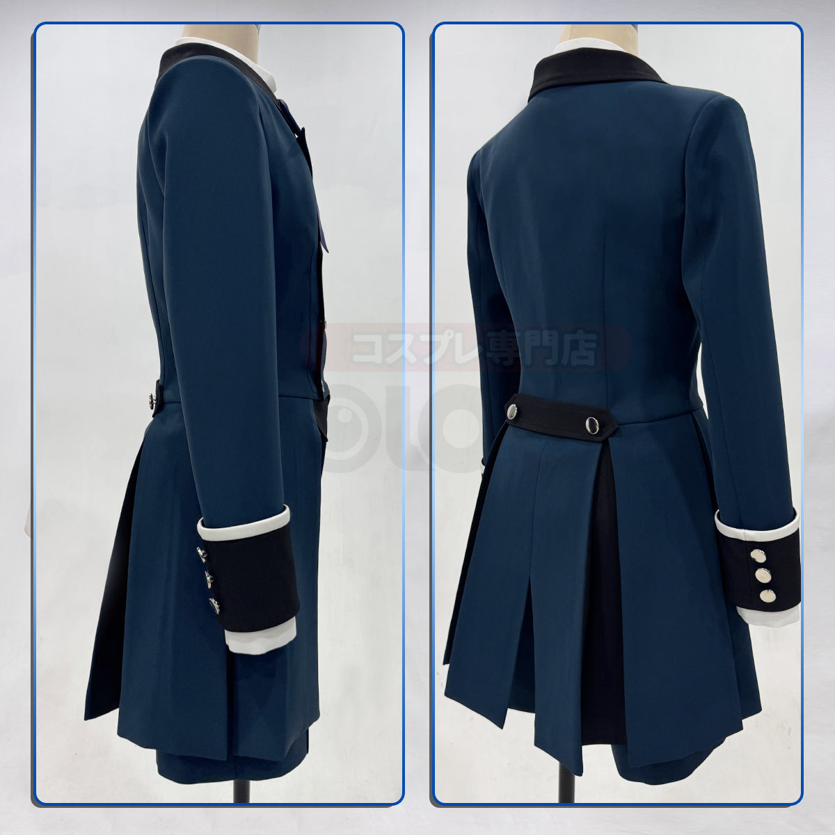HOLOUN Butler Anime Ciel Phantomhive Cosplay Costume Dark Blue Double-Breasted Coat Short Animation Convention Daily Wear