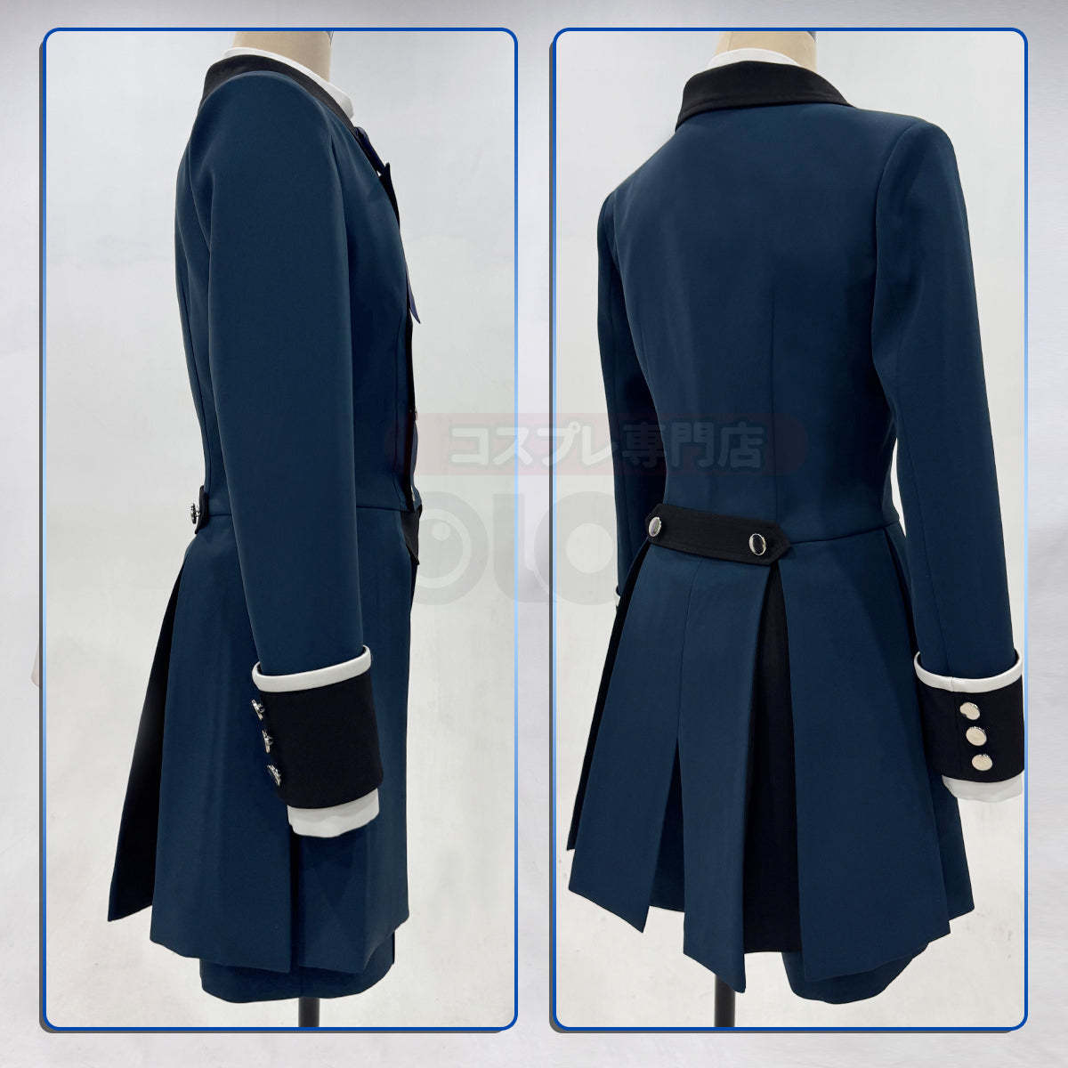HOLOUN Butler Anime Ciel Phantomhive Cosplay Costume Dark Blue Double-Breasted Coat Short Animation Convention Daily Wear