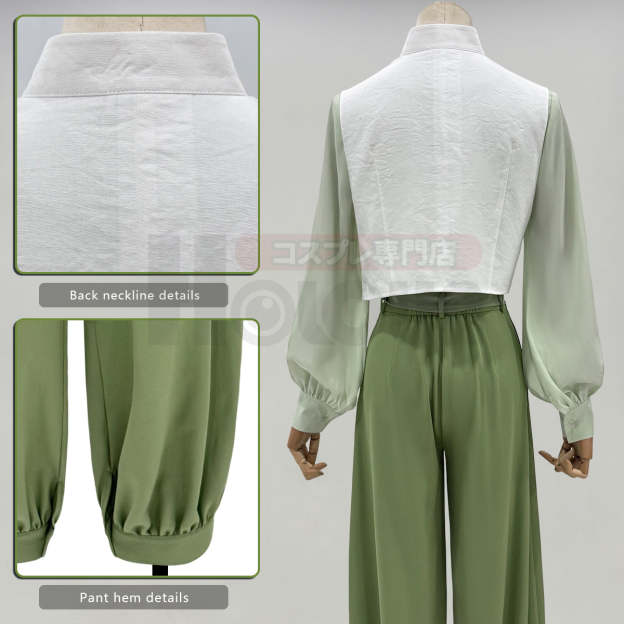 HOLOUN Xiao Hei Anime Luye Cosplay Costume White Green KungFu Top Pants Belt Animation Convention Halloween Christmas