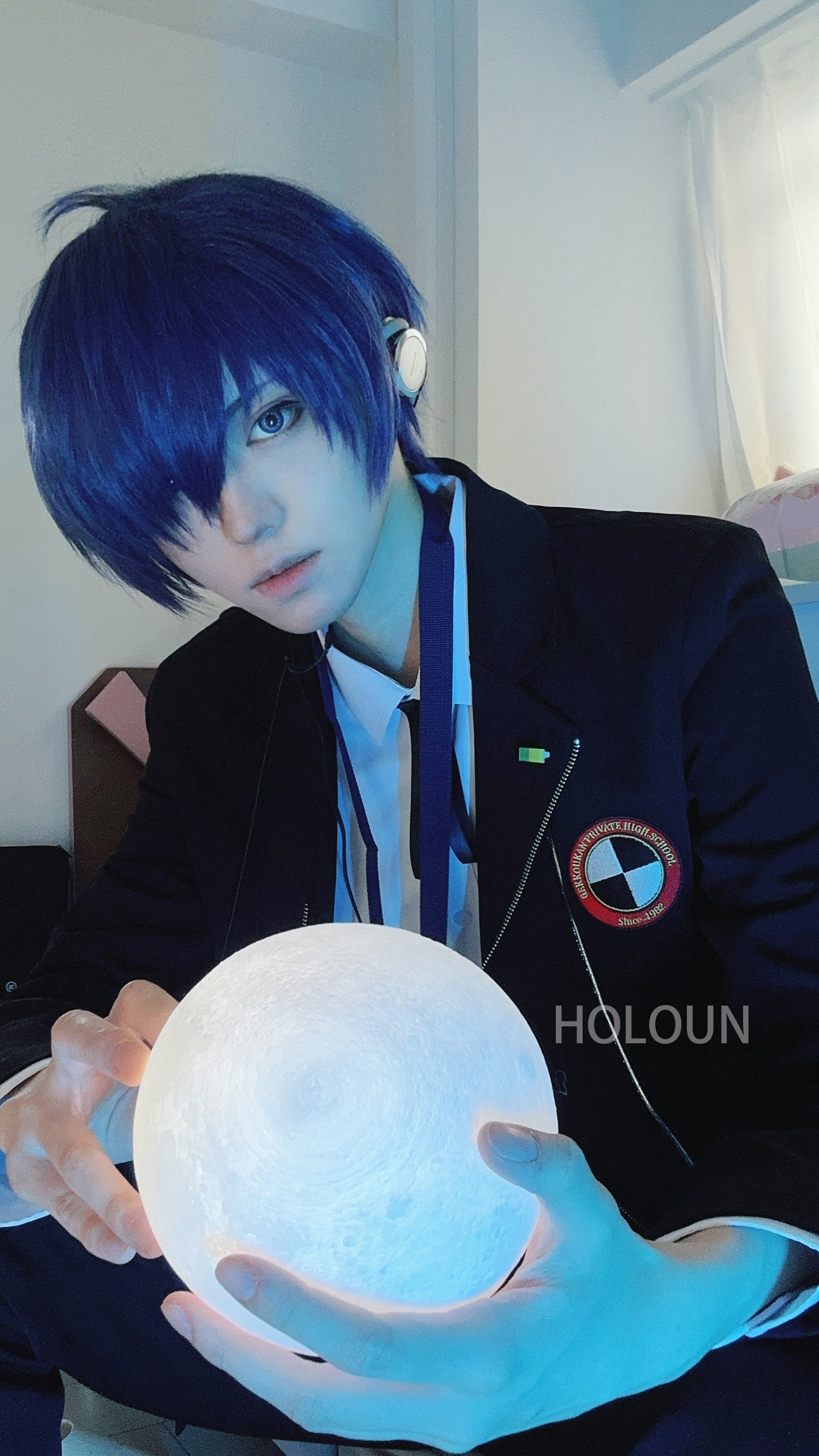 HOLOUN Game P3 Makoto Yuki Cosplay Costume Wig Gekkoukan High School Uniform Embroidery Suit Pants Shirt Daily Wearing Gift