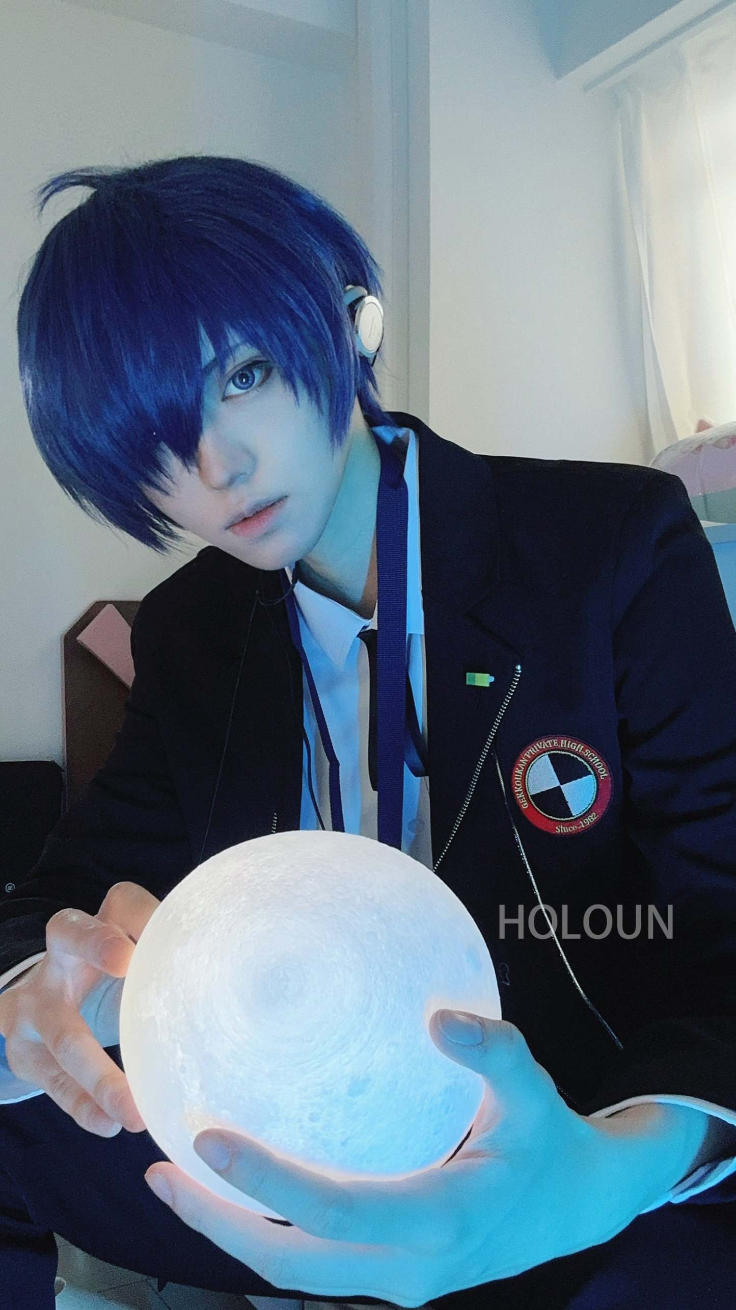 HOLOUN Game P3 Makoto Yuki Cosplay Costume Wig Gekkoukan High School Uniform Embroidery Suit Pants Shirt Daily Wearing Gift