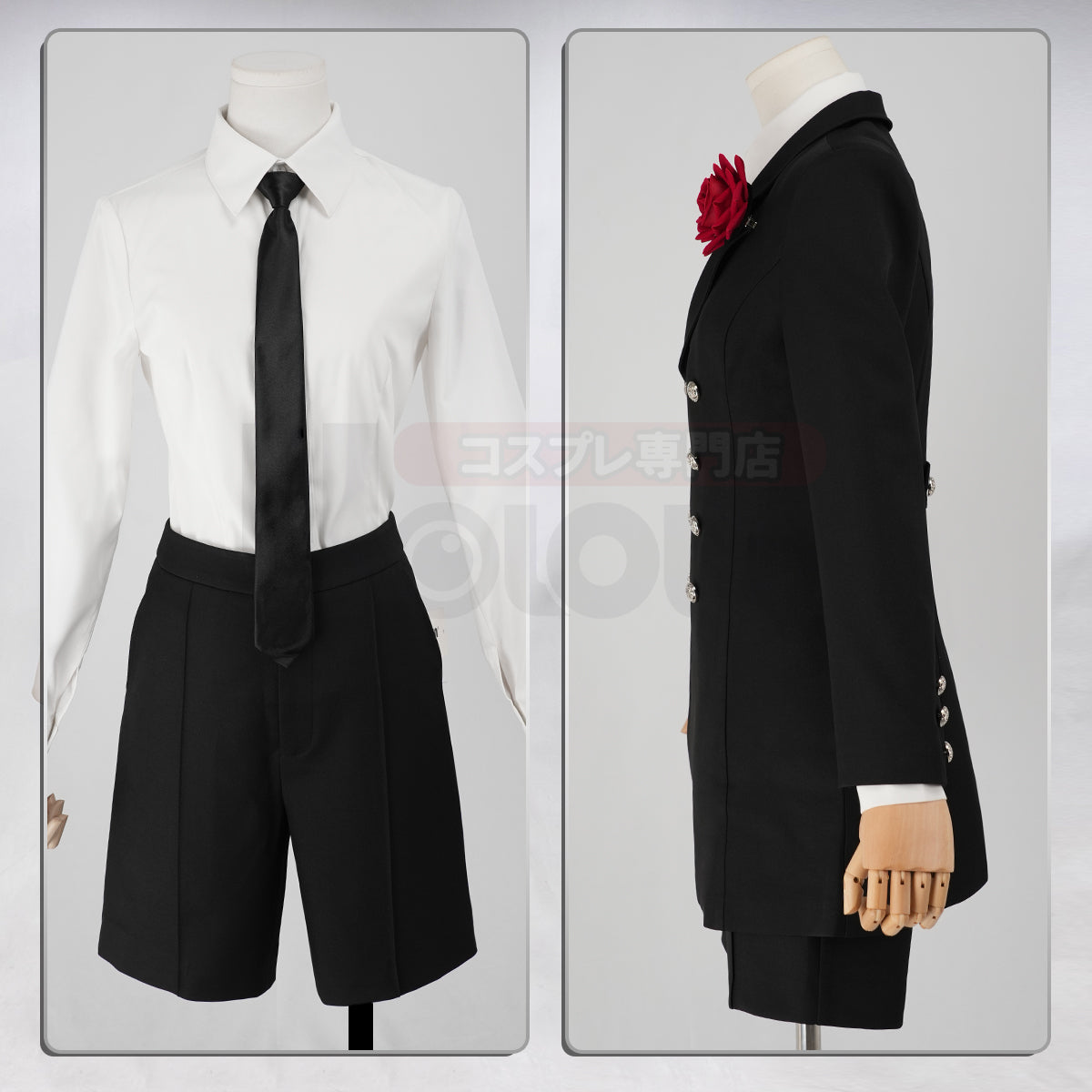 HOLOUN Anime Ciel Phantomhive Cosplay Costume Funeral Outfit Double-breasted Blazer Coat Eye Mask Convention Halloween