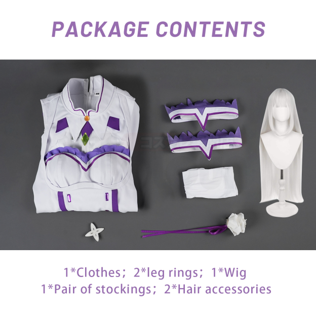 Pre-sale HOLOUN Emilia Cosplay Costume Wig Zero Anime Embroidery Clothes Skirt Convention Halloween Christmas Party