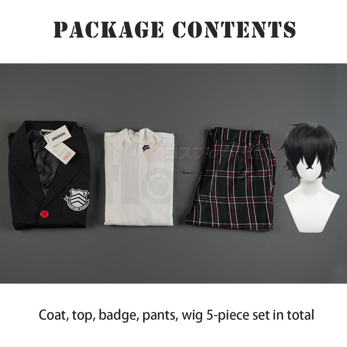 HOLOUN PS 5 Game Ren Amamiya Cosplay Costume Wig Joker School Uniform Embroidery Suit Pants Brooch Daily Wear Unisex Halloween Gift