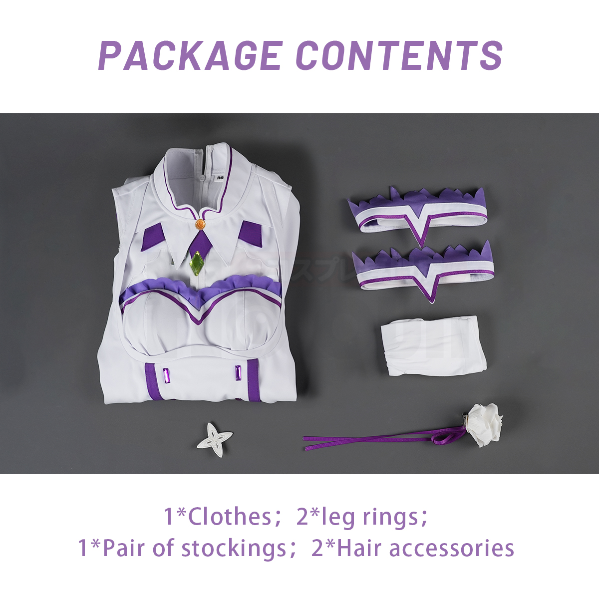 Pre-sale HOLOUN Emilia Cosplay Costume Wig Zero Anime Embroidery Clothes Skirt Convention Halloween Christmas Party