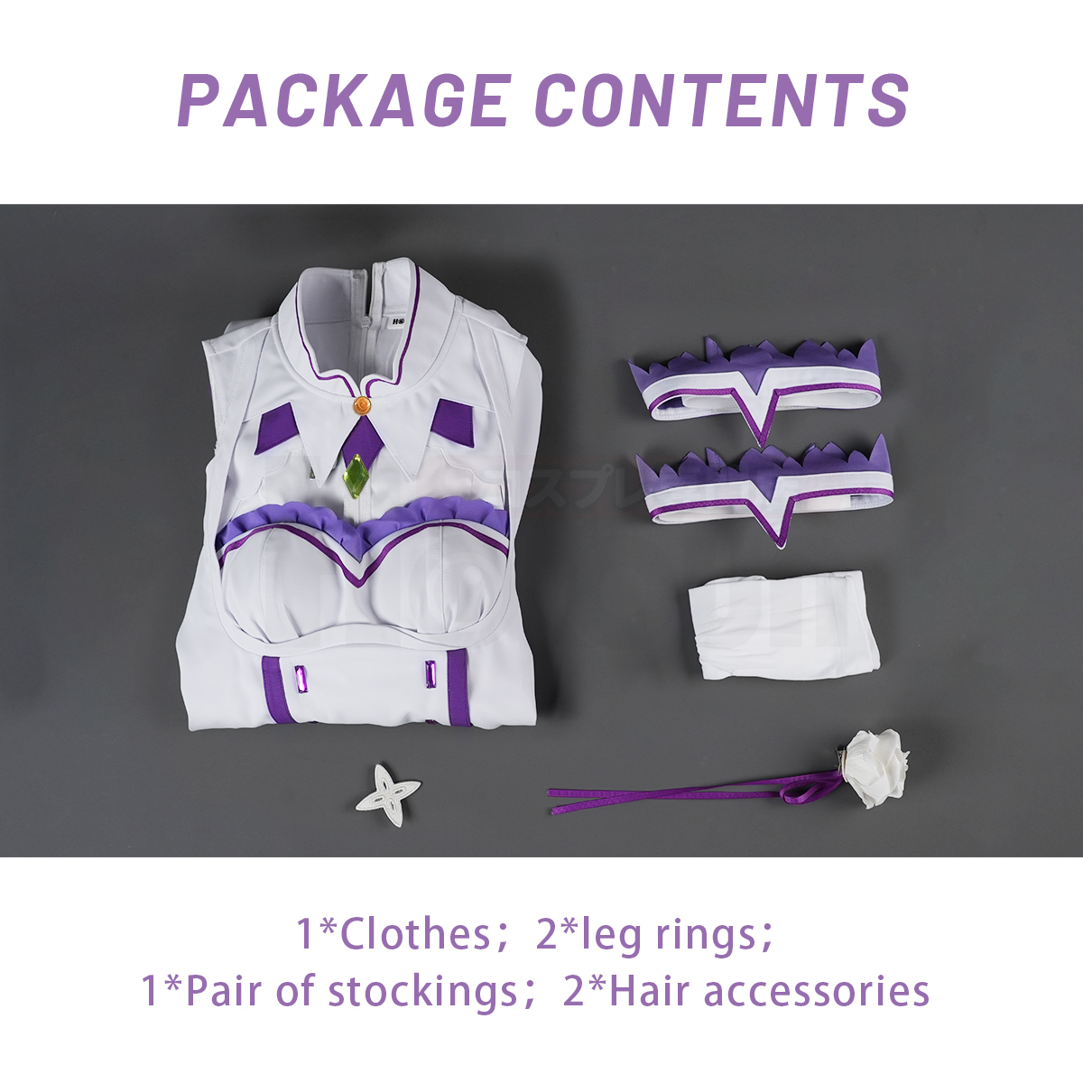 Pre-sale HOLOUN Emilia Cosplay Costume Wig Zero Anime Embroidery Clothes Skirt Convention Halloween Christmas Party