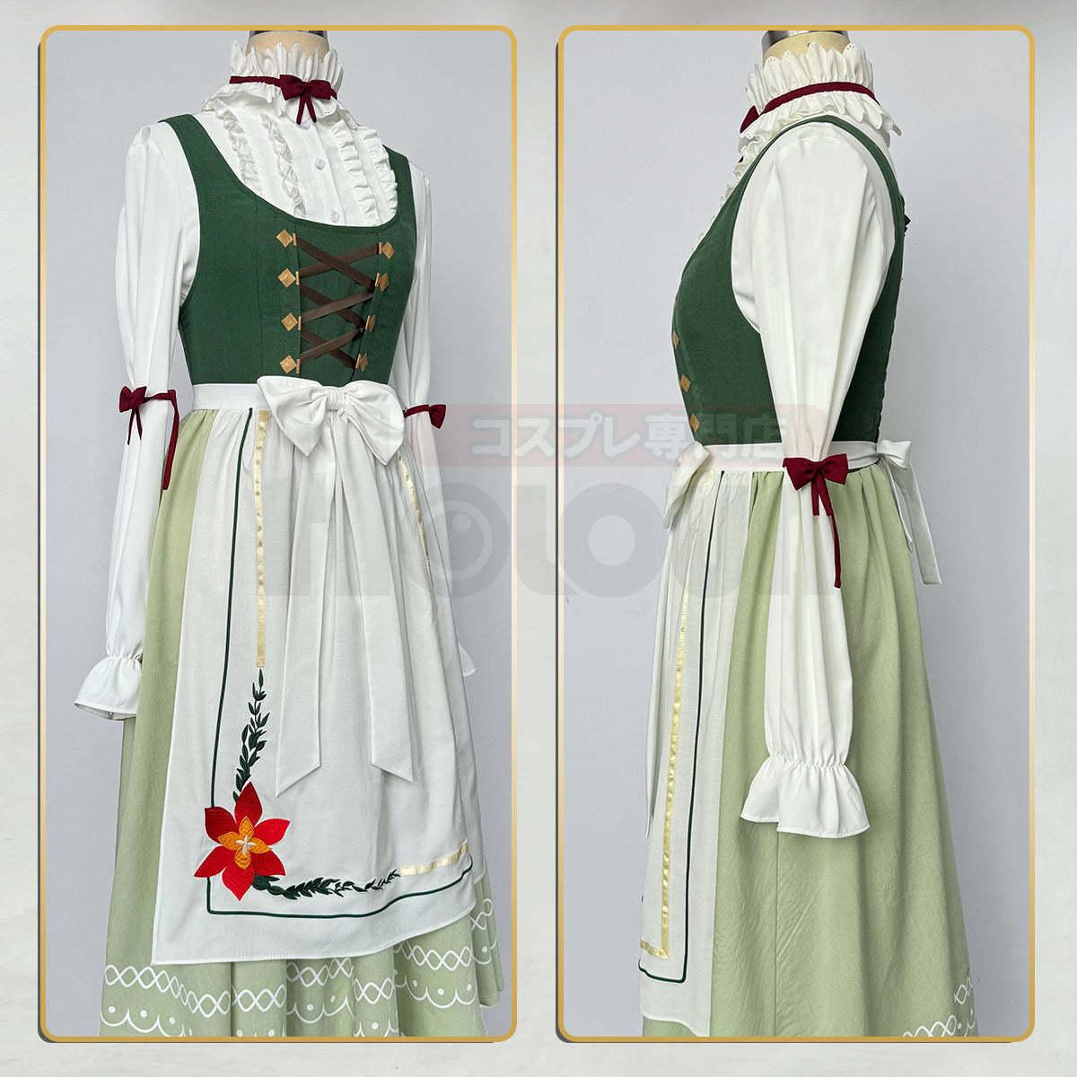 HOLOUN Frieren Beyond Journey's End Anime Fern Cosplay Costume Dress Shirt Embroidery Apron Handkerchief Headscarf Daily Wear