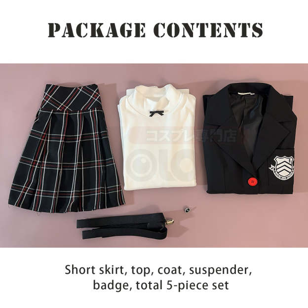 HOLOUN P5 Game Kasumi Yoshizawa Cosplay Costume Wig School Uniform Embroidery School Badge Suit Plaid JK Skirt Shirt Rose Net