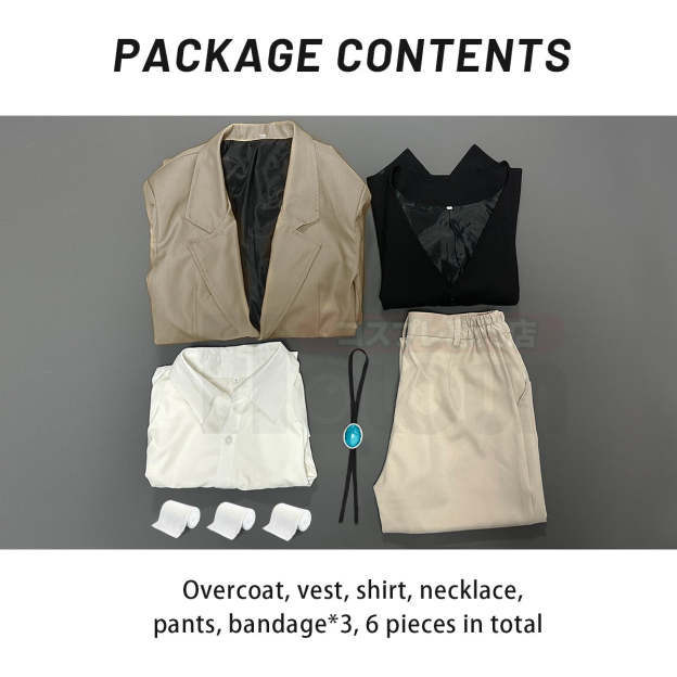 HOLOUN Bungo Anime Dazai Osamu Cosplay Costume Wig Oversized Lining Coat Elastic Pants Vest Shirt Pendant Verson 1
