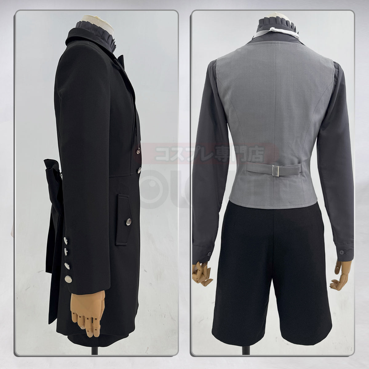 HOLOUN Butler Anime Ciel Phantomhive Cosplay Costume Black Coat Shorts Shirt Vest Animation Convention Halloween Christmas